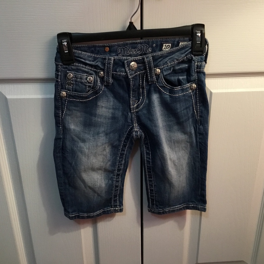 Miss Me Dark Blue Wash Denim Bermuda Shorts
